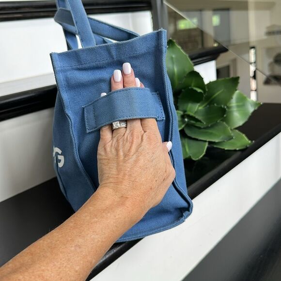 The Tote Bag blue canvas Zipper Top satchel Handles versitile - Picture 5 of 8